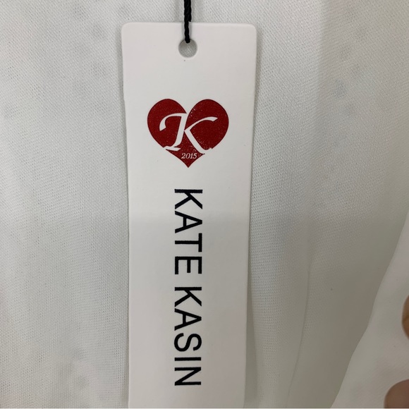 Kate Kasin womens 2XL dress White Ruffles Tie Cutout Asymmetrical NEW - Picture 7 of 11